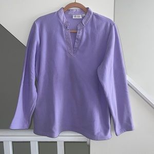 Beaded V-Neck Fleece Top